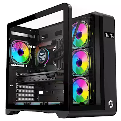GAMEON INFINITY Series ARGB ATX Mid Tower Gaming PC Case - Black (7 ARGB Fans Included)