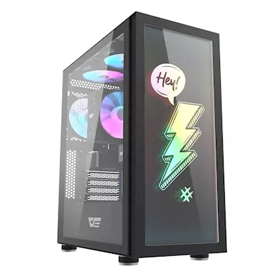 Darkflash Dk210 Graffiti Atx Mid Tower Pc Gaming Case - Black