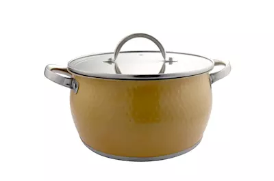 "STAINLESS STEEL COOKING POT WITH GLASS LID 16CM(GOLD)"
