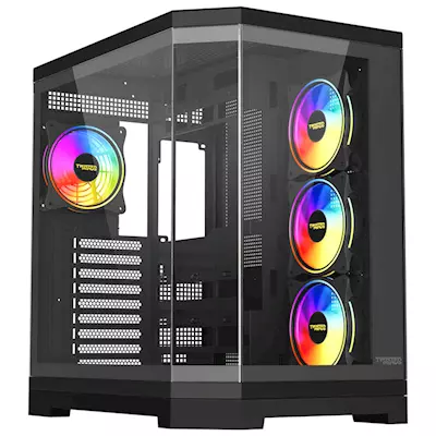 Twisted Minds Vanguard Tempered Glass ATX Mid Tower Gaming Case - Black (3 ARGB Fans Included)