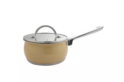 "STAINLESS STEEL SAUCE PAN WITH GLASS LID 18CM(GOLD)"