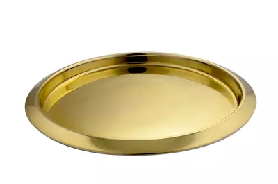 "STAINLESS STEEL ROUND SERVING TRAY 35CM (GOLD FINISH)"