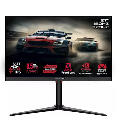 GAMEON Dual Switch Gaming Monitor GOSX27B 27" FHD, Dual Mode 4K 160 / FHD 320 Hz, MPRT 0.5 ms, HDMI 2.1, Fast IPS (Support PS5) - Black