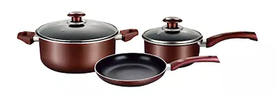 "5 PC COOKWARE SET 16 cm Saucepan with lid 24 cm Casserole with lid 24 cm Fry pan"