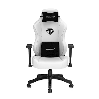 Anda Seat PHANTOM 3 PVC Leather Headrest, Lumbar Support, Up to 160° Recline, Class-4 Gas Piston - Cloudy White