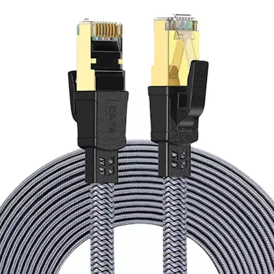TwistedMinds Braided CAT8 FTP Flat Ethernet Cable Transmission Rate 40Gbps / 2000MHz - 10 M
